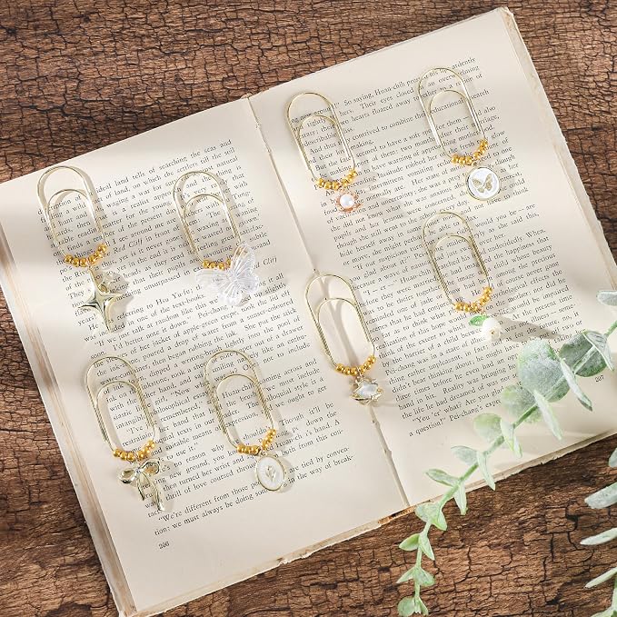 Cute Paper Clips Bookmarks - 8 Pcs Coquettee Butterfly Floral Large Paperclip Gifts Charm Girly Preppy Aesthetic Metal Planner Accessories for Reading Women Girl Book Lover Birthday School