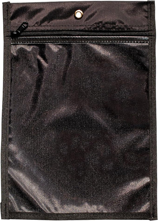 Media Pouch and Nylon Tote Bag for Books, Headphones, and School Accessories, Heavy Duty Travel Storage for Classroom or Library, 14.25 x 9.75 Inch (Black)