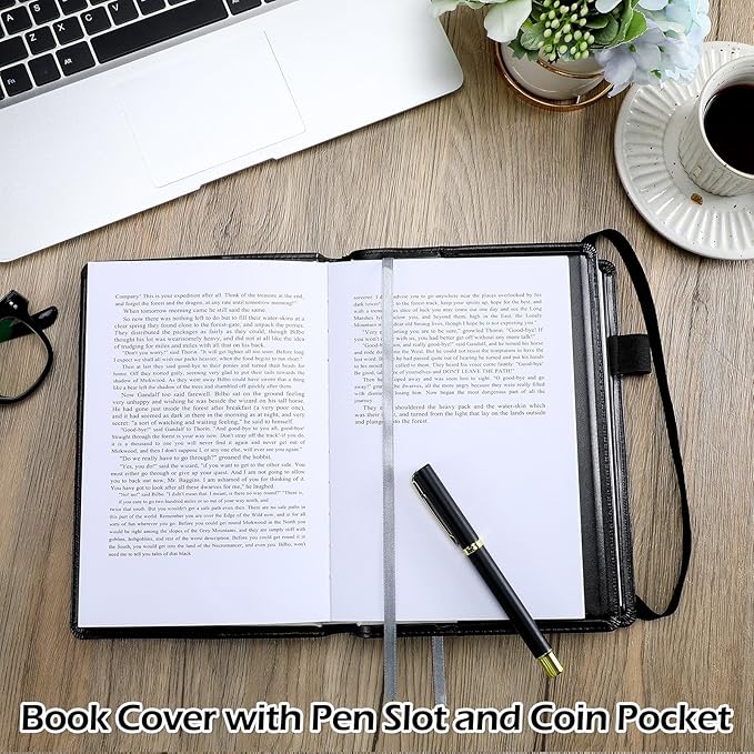 Motipuns Double Alcoholics AA Big Book Cover for 12 Steps & 12 Traditions Double AA Book Cover with Medallion Holder Pen Clip Alcoholics Gifts for Serenity Prayer(Black)