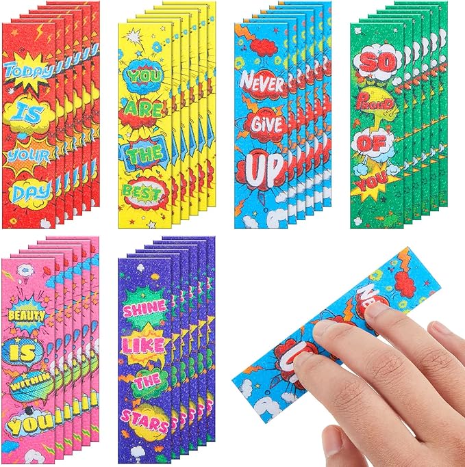 Gersoniel 36 Pcs Anxiety Sensory Stickers Strips Adhesive Textured Mental Health Calm Stickers Mindfulness Fidget Decals Stress Anxiety Relief Items for Therapy Office Desk(Hero Style)