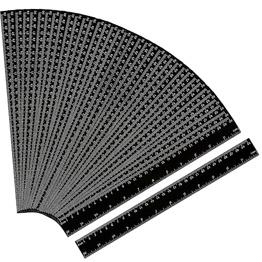EBOOT 50 Pack 12 Inch Plastic Ruler Bulk Black Ruler for Classroom with Inches and Metric for Easy to Read Markings Design Clear for Crafting Office School Supplies Set Measuring Tools (Black)