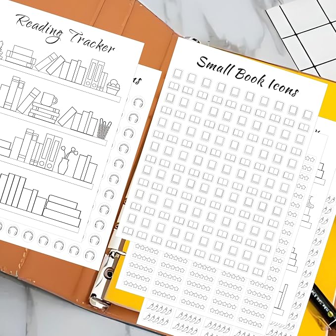 8 Sheets 6x8 Inch Reading Journal Tracker Stickers Bookmark Tracker Sticker | Reading Progress Stickers for Book Lovers Bookish Bookworms Student Gift
