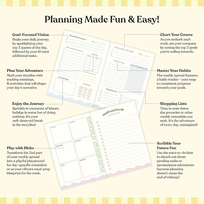 Daily Planner Organizer Notebook - To Do List 6-Month Undated Daily Planner with 180 Daily & 26 Weekly Pages - Aesthetic Checklist Notebook Planner for Passion, Goal & Work - Notcoy Honey Basket