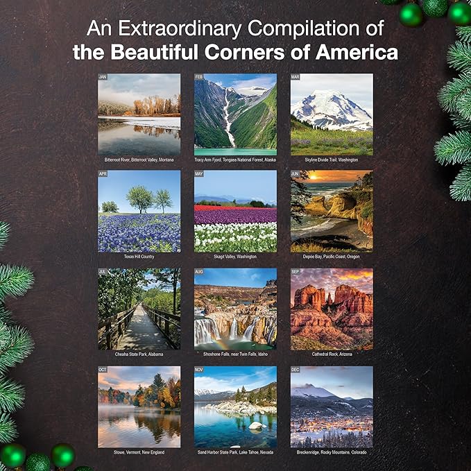 MICASA PRESS America the Beautiful 2026 Wall Calendar 12 Month | 12" x 24" Open | Thick & Sturdy Paper | Giftable | Nature Travel Calendar 2026