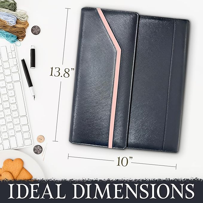 Padfolio for Women, Leather Padfolio Perzonalized, Legal Pad Portfolio with 2 Notepads, Black Letter Padfolio.