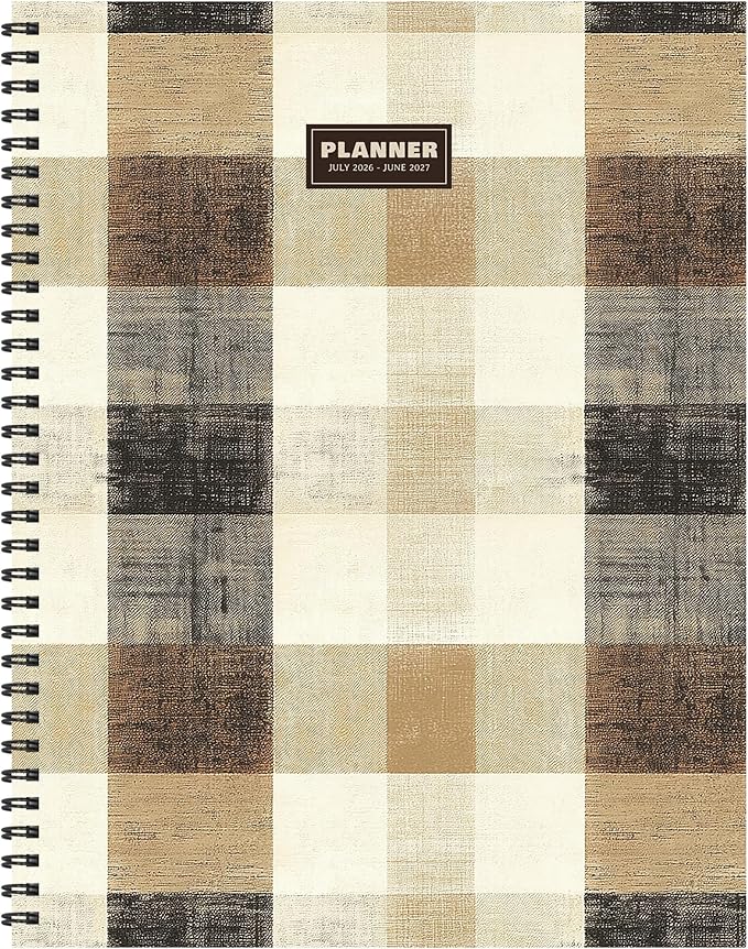 TF Publishing July 2026 - June 2027 Checkered Cowboy Large Weekly Monthly Planner - 12 Month Academic Planner 2026-2027 with Durable Cover, Thick Uncoated Paper, and Planning Stickers - 9 in x 11 in