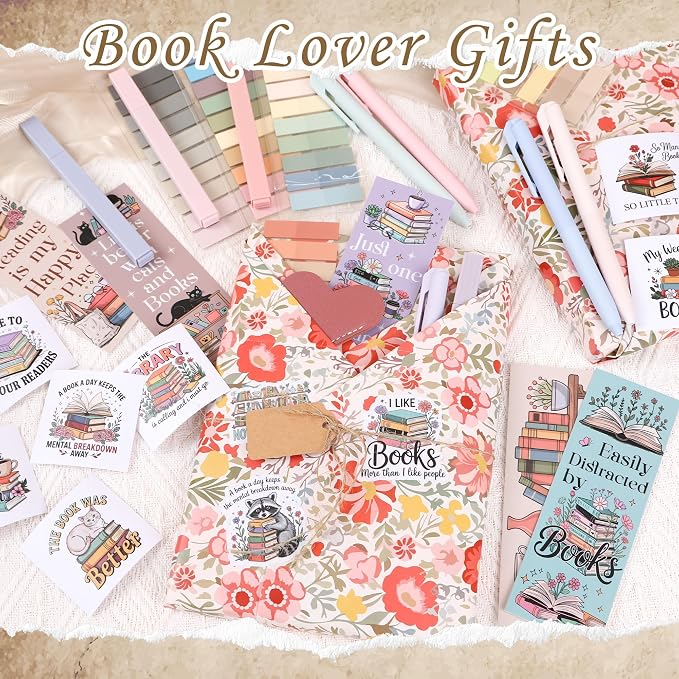 Blind Date with A Book Gifts - Blind Date Book Lover Gifts Box Supplies with Wrapping Paper Bulk Annotation Kit Highlighters Bookmarks Stickers Bookish Bookworm Librarian Readers Club for Women Men