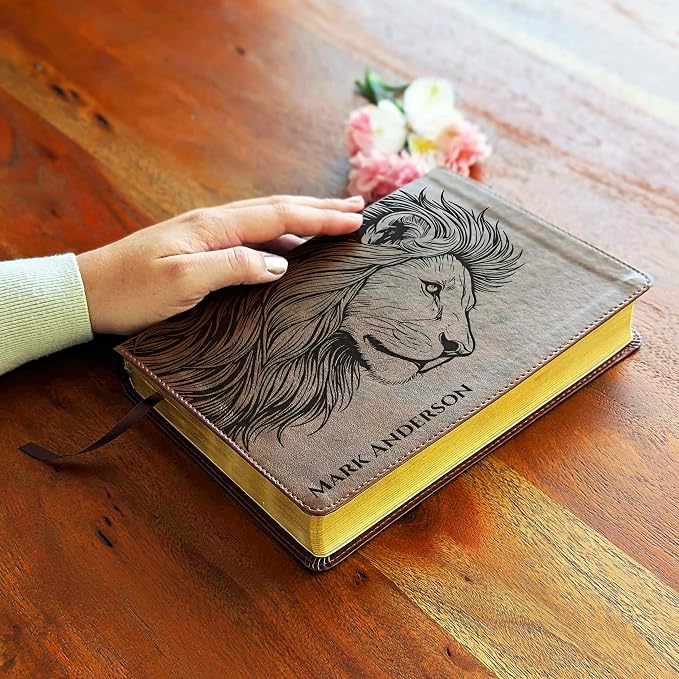Personalized ESV Bible, Wide Margin, Custom Holy Bible, English Standard Version (Lion Profile)