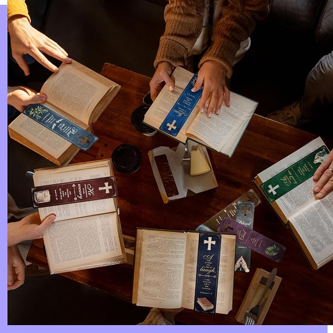 120 PCS Bible Bookmarks, 30 Designs with Hollow Cross Double Sided Printing Bookmarks, Christian Motivational Bookmarks for Women, Men, Church, Book Lovers (1.8” x 7.1”)