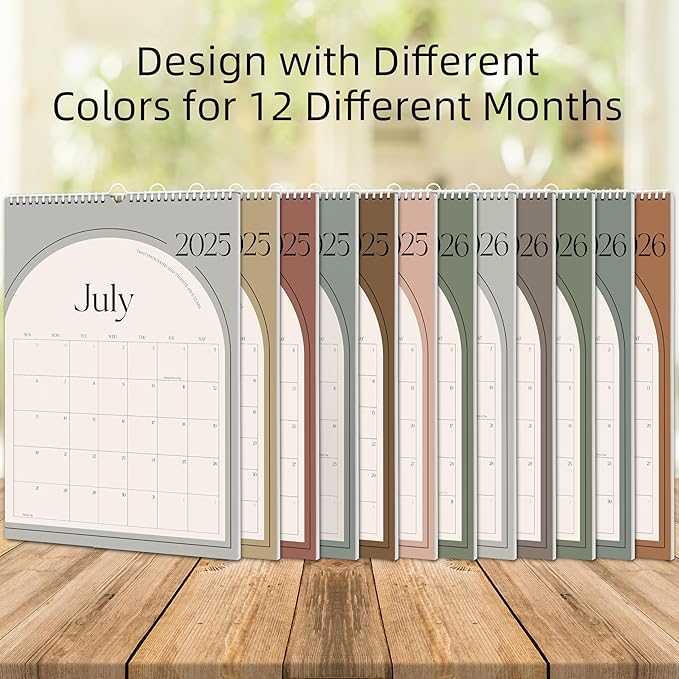 Aesthetic Wall Calendar 2026, 12 Monthly Vertical Calendar January 2026 to December 2026, 15" x 10" Modern Wall Hanging Calendar for School, Home, Office for Monthly Organizing & Planning (Green Vertical )
