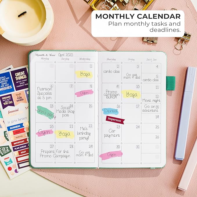 GoGirl Planner and Organizer for Women – Pocket Weekly Planner, Goals Journal & Agenda for Time Management & Productivity. Undated (Emerald)