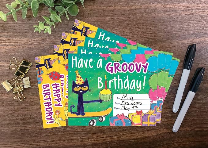 Edupress Pete The Cat Groovy Birthday Bookmark Awards (EP60327), Multi