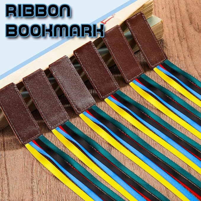 Fuutreo 40 Pcs Bible Ribbon Bookmark Bulk Artificial Leather Christian Book Markers with 5 Colorful Ribbons for Books