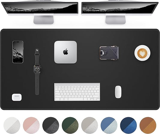 AFIING Large Desk Mat 55" x 24" - PU Leather Desk Pad Protector, Waterproof Non-Slip Extended Mouse Pad for Office Desk, Keyboard, Laptop and Home Workspace (Black)