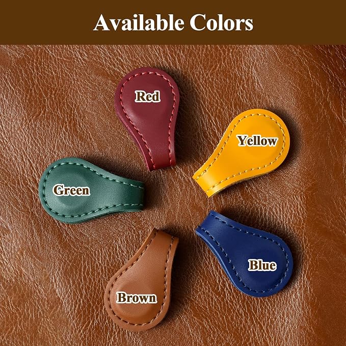Personalized Leather Magnetic Bookmark with Pen Holder – Custom Initial Design for Readers（Blue-W）