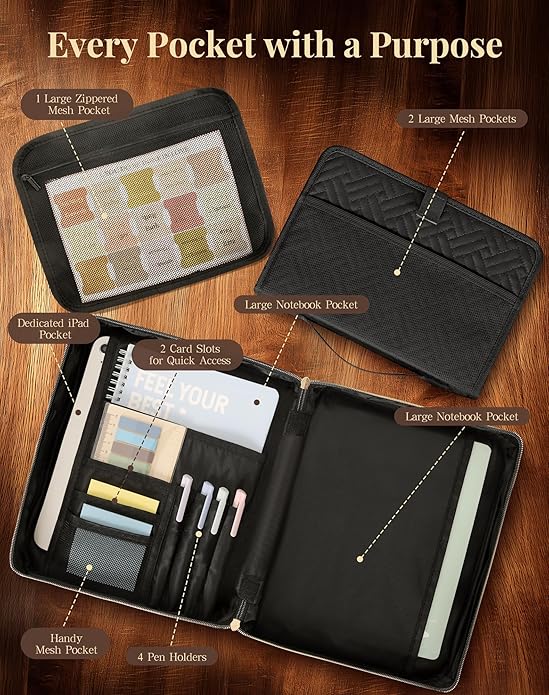 Bible Cover Case for Women, Large Bible Bag and Carrying Case with Zipper & Shoulder Strap, Bible Study Supplies Organizer