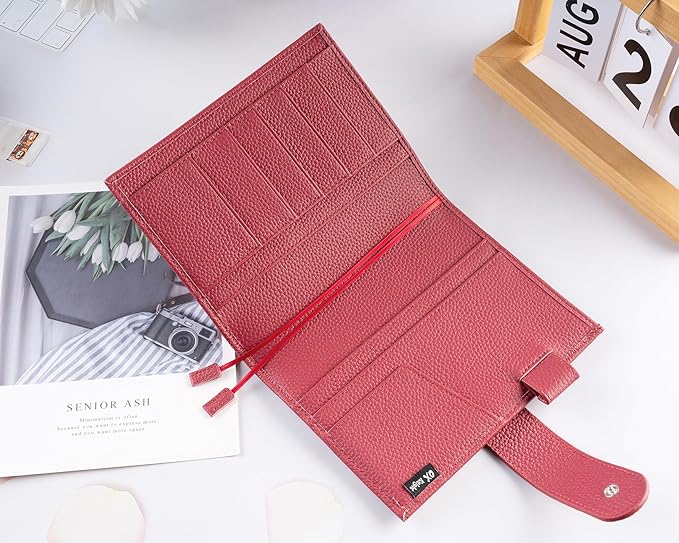 A6 Genuine Leather Techo Notebook Cover Compatible with Hobonichi Original Stalogy Midori MD with 5 Card Slots Pen Loop Bookmarks Back Pocket