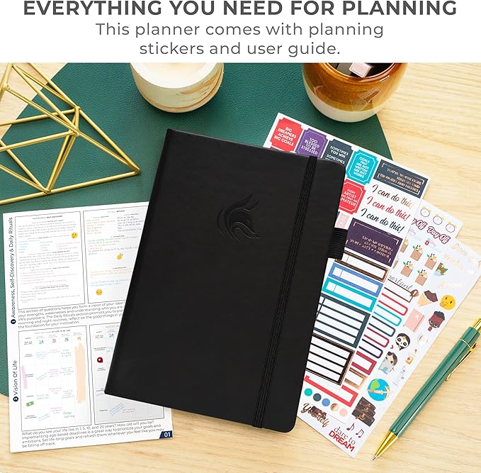 Clever Fox Planner Schedule – Undated Weekly & Monthly Life Planner with Time Slots, Appointment Book & Daily Organizer, A5 (Black)