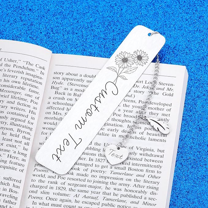 Personalized Custom Birthday Gifts for Women Birth Flower Bookmarks for Women Daughter Stepdaughter Female Friends BFF Besties Birthday Gifts for Teen Girls Valentines Sweetest Day Gifts for Women