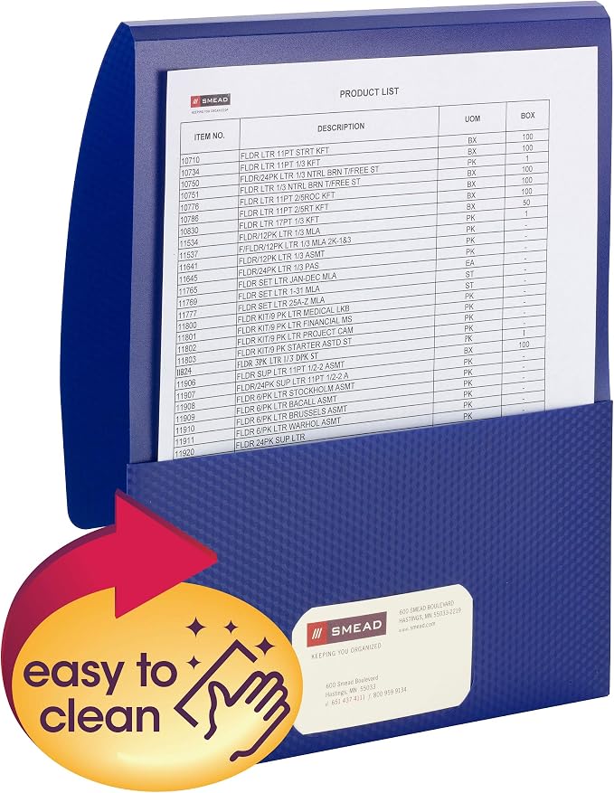 Smead Organized Up Poly Stackit Folders, Letter Size, Dark Blue, 5 per Pack (87806)