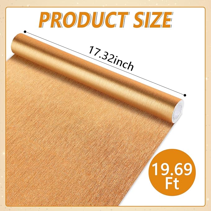 Qyeahkj 17in x 20ft Brushed Bulletin Board Paper Roll Bulletin Board Background Paper Fade Resistant Classroom Decoration Poster Art Craft Home Wall Education Decor Supplies Champagne Gold