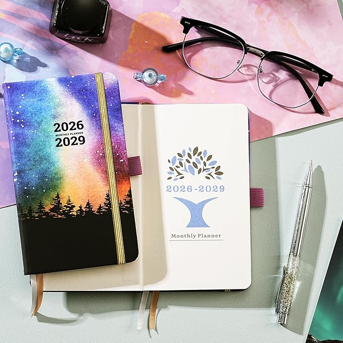 2026-2029 Pocket Planner/Calendar - 3 Year Monthly Planner 2026-2029 from July 2026 - June 2029(36 Months), 3.8" x 6.3", Inner Pocket, Pen Holder & Elastic Closure - Colorful