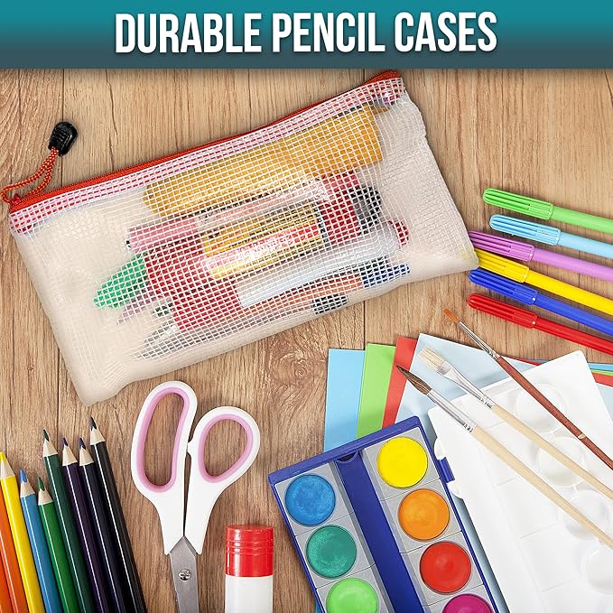 10 Pack Small Pencil Pouch A6-9x4.7 in - Plastic Pencil Pouch for Organizing - Mesh Pouch Set with Zippers Bags for Organizing - Zippered Pencil Pouch Clear Waterproof Travel Mini Pouches Receipts