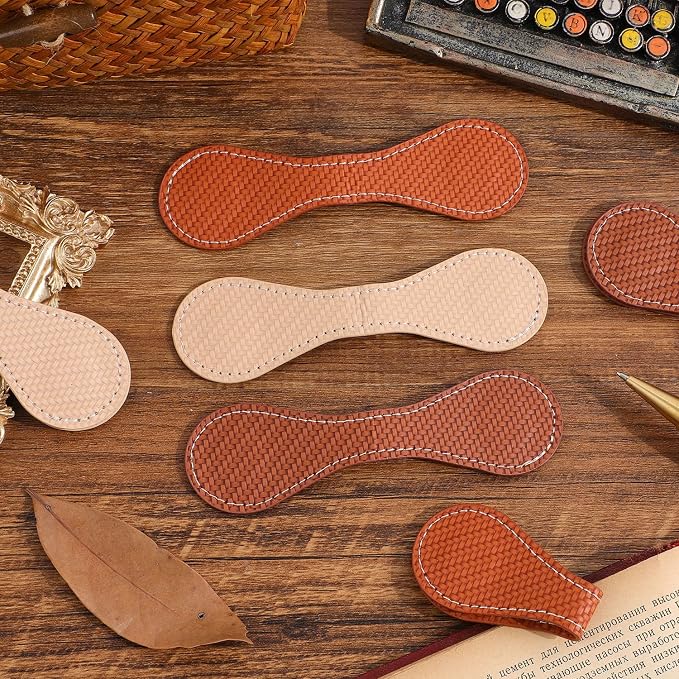 3PCS Vintage Magnetic Leather Bookmark, Leather Magnetic Bookmarks for Women, Magnetic PU Bookmarks Clip Book Accessories, Weaving Pattern