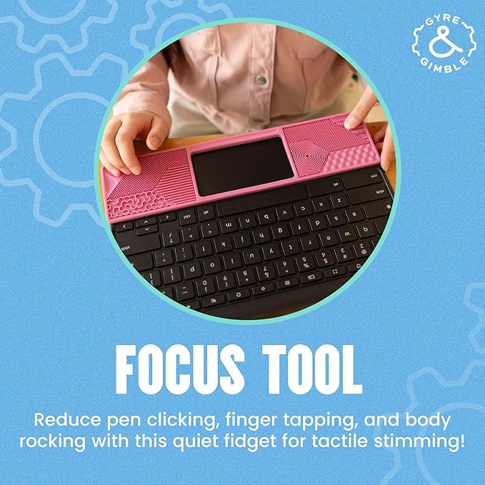 Student ChromebookⓇ Gidget: Silicone Sensory Mat/Palm Rest Compatible with Most Student ChromebookⓇ Models – Textured Fidget Pad for Discreet Focus and Comfort – by Gyre & Gimble