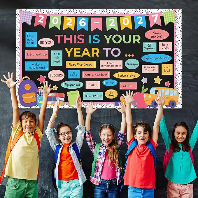 Classroom Bulletin Board Decoration Set This is Your Year Inspirational Classroom Decoration Pastel Welcome Back to School Bulletin Board Cutouts for School Office Chalkboard Wall Door Decor Supply