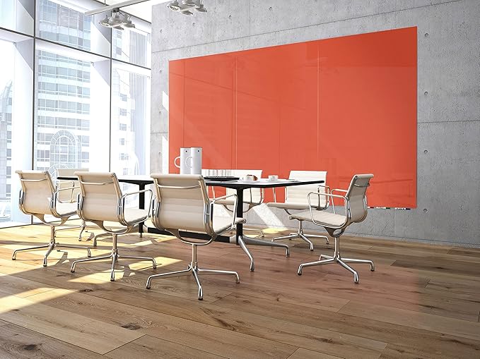 Aria 2'H x 3'W Magnetic Low Profile 1/4" Glass Whiteboard - Horizontal Peach - 4 Rare Earth Magnets, 4 Markers and Eraser