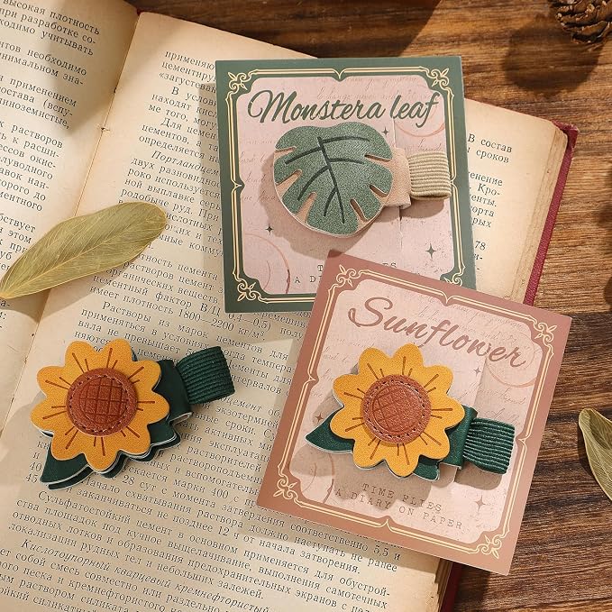 2PCS Magnetic Bookmarks with Pen Clip, Leather Bookmarks for Women, Magnetic Pen Holder Book Accessories