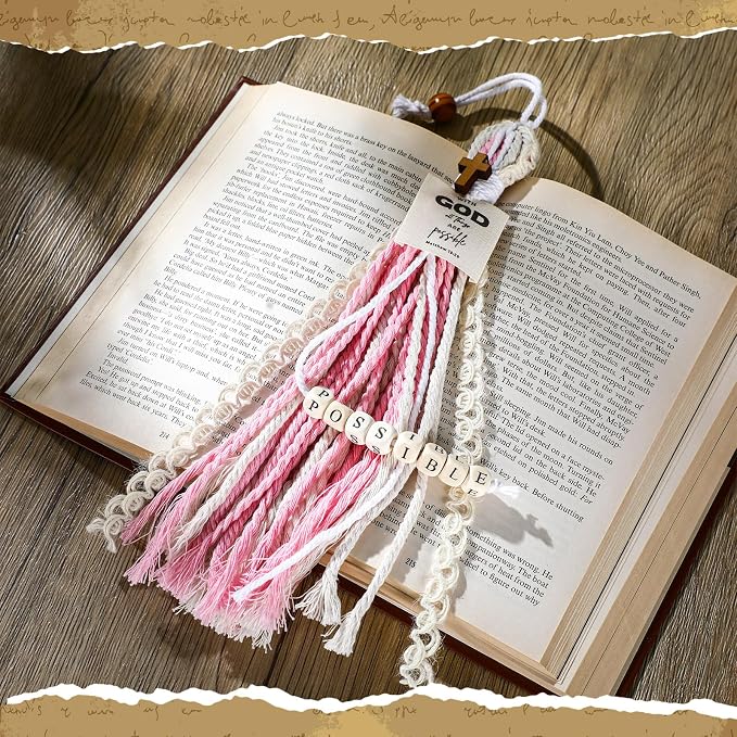 Skyygemm 4 Pcs Bible Tassel Bookmark 2026 Graduation Christian Gift Sunday School Supply Colorful Boho Bible Verses Cross Bookmark Class Reward for Back to School Supplies Book Lovers Christian Gift
