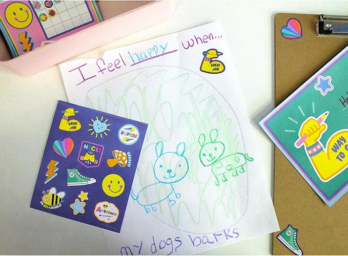 Carson Dellosa We Stick Together 72 Motivational Stickers for Kids, 6 Sheets of Retro Incentives With Positive Affirmations for Planner, Kid Crafts, Reward Chart, School Supplies, Classroom Must Haves