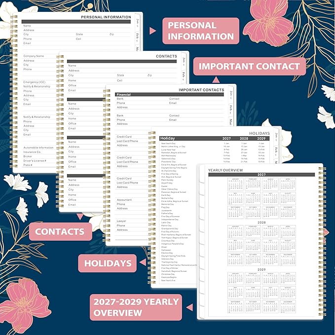 2027-2028 Monthly Planner/Calendar - Jan. 2027 - Dec. 2028, 9" x 11", Calendar Planner 2027-2028, 2 Year Monthly Planner, 24 Monthly Tabs, 2-Size Pocket