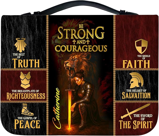 Personalized Man of God Bible Cover, God Says I Am Bible Case PU Leather, Bible Holder Handle Zipper, Faith Scripture with Name Case Bag, Religious Gifts for Church Christians Women Men (GOD-13)