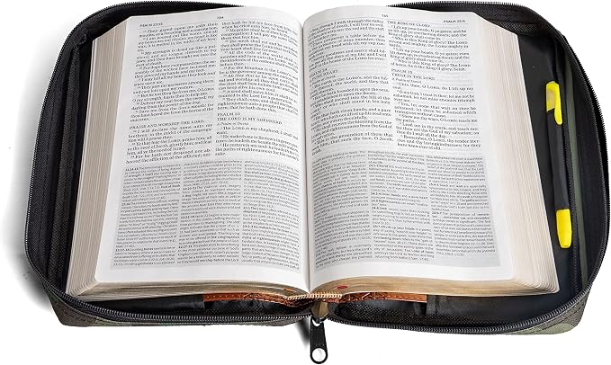 Embassy Bible Cover with Extra Zippered Compartments, to Protect The Good Book, Camouflage