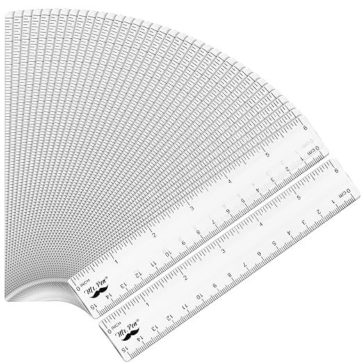 Mr. Pen- Bulk Plastic Rulers, 6 Inch, 36 Pack, Easy-to-Read Markings, Scratch-Resistant Design, Durable Clear Ruler for Crafting Office & School, School Supplies, Bulk Rulers Set, Measuring Tools