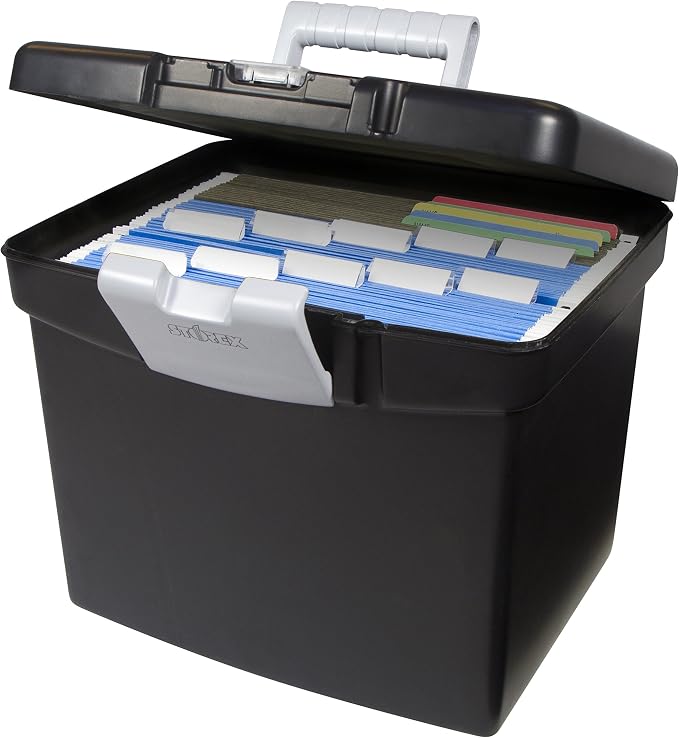 Storex File Storage Box Translucent Storage Lid, Black, 2-Pack