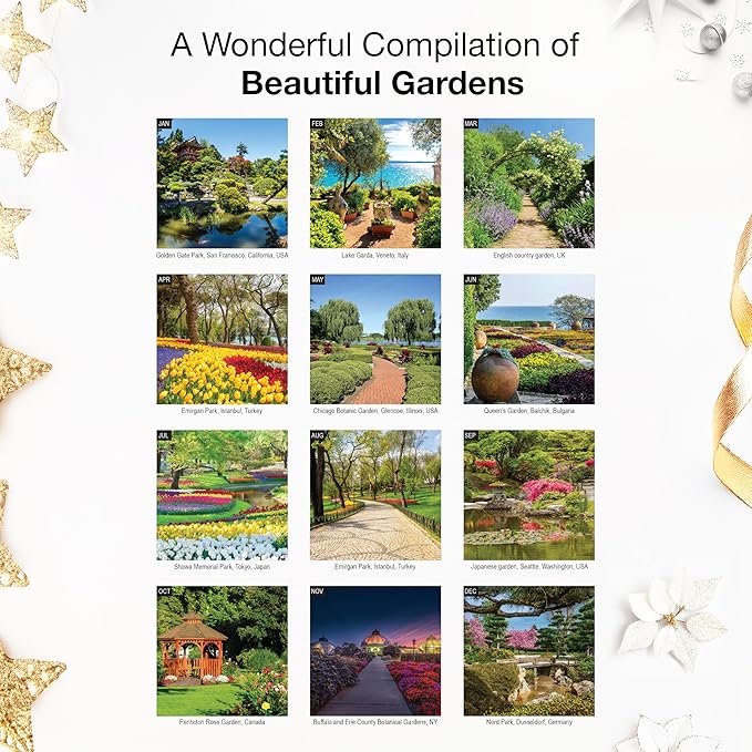 RED EMBER Select - Gardens 2026 Wall Calendar 12 Month | 12" x 24" Open | Thick & Sturdy Paper | Giftable | Nature Calendar 2026