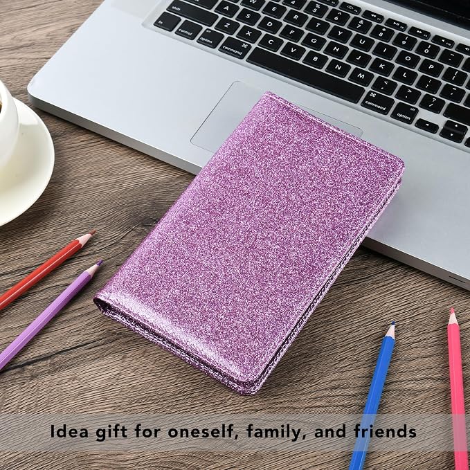 Leather Professional Business Card Holder Organizer Book - 300 Card Capacity Premium PU Folder with Soft Cover, Name Card Credit Cards Binder for Men/Women, Starry Purple