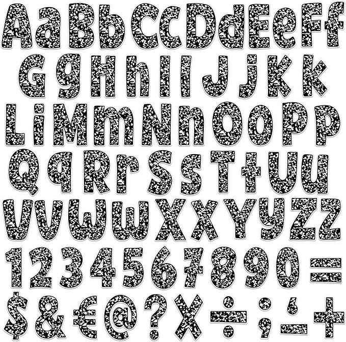 150Pcs Composition Bulletin Board Letters Composition Themed Classroom Decor Alphabet Combo Set Alphabets Numbers Symbols Paper Cutouts for Party School Classroom Blackboard Decoration Supplies
