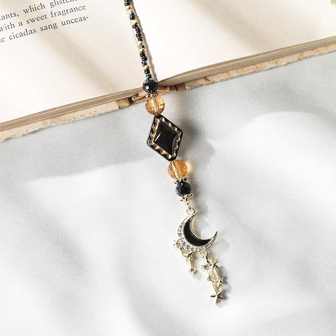 Fantasy Acotar Bookmark Gifts - Inspirational Moon Star Beaded Bookmarks for Women Men Book Lovers Crystal Bead Chain Page Marks School Reading Accessories Bookish Gift for Birthday Christmas