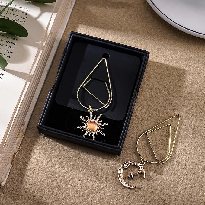 Celestial Tarot Moon Bookmark - 2 PCs Fantasy Sun Star Gold Bookmarks Reading Reader Bookish Paperclips Book Mark Astrology Lovers Romance Witchy Mystical Literature Fans Birthday Gifts