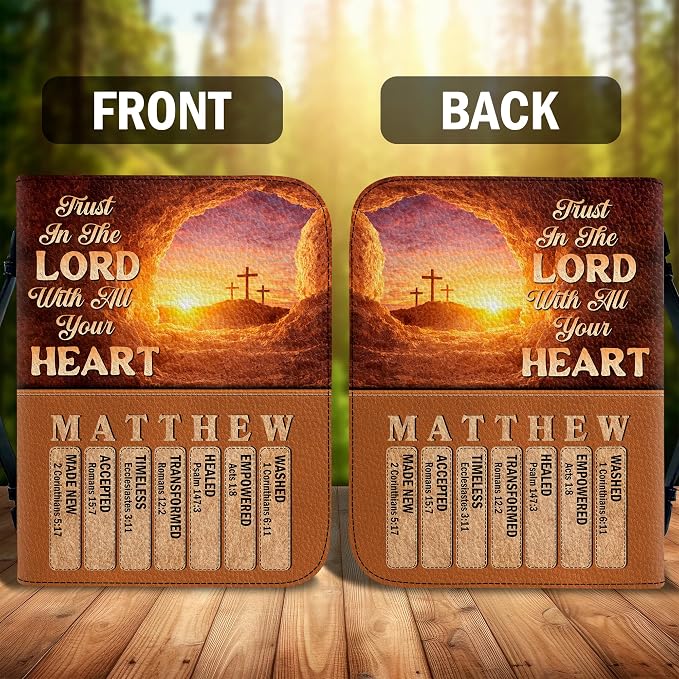 Personalized Man of God Bible Cover, God Says I Am Bible Case PU Leather, Bible Holder Handle Zipper, Faith Scripture with Name Case Bag, Religious Gifts for Church Christians Women Men (04)