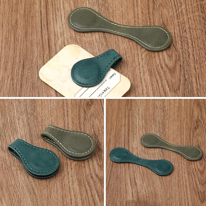 Dimeho 2 Pcs Leather Magnet Bookmark Retro Book Page Holder Vintage Page Marker Clip Handmade Cute Reading Accessories for Women Bookworm Book Lovers Reader Gift(Blue+Green)