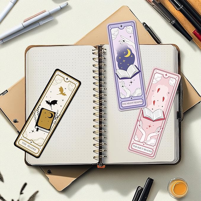 TwoDays Cute Tarot Bookmarks for Book Lovers - Dark Romance Fantasy Merch for Reading Women, Booktok Accessories Gifts for Bookish (Set of 10, 6'' X 2'')