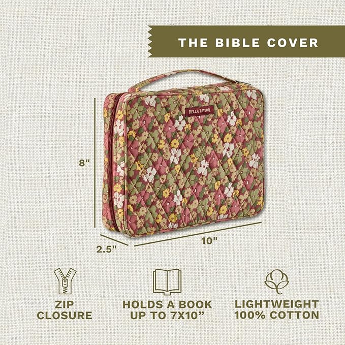 Bella Taylor Quilted Bible Cover for Women - Large Study Bible Case - Autumn Garden