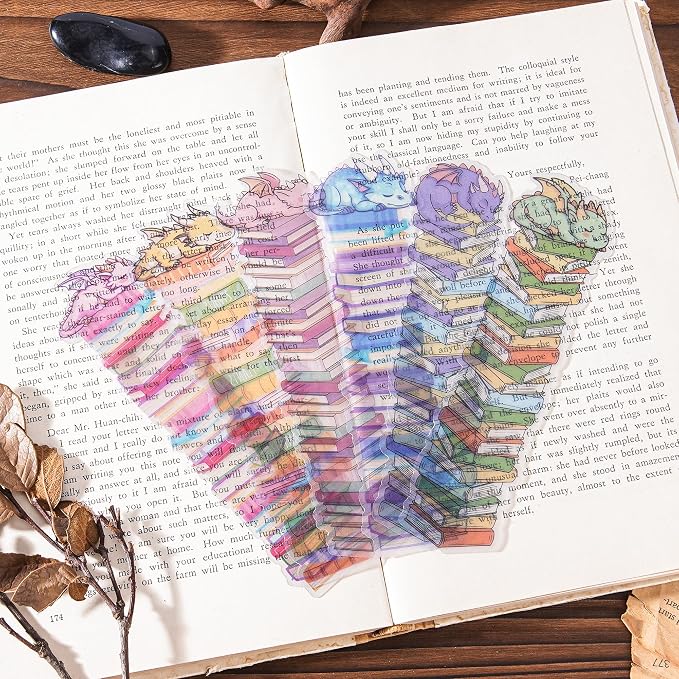 Fantasy Dragon Bookmark Gifts - 6 Pcs Cute Cartoon Animals Bookmarks for Kids Women Men Book Lovers Books Marks Page Clips for Birthday Christmas Classroom Office Reading Accessories