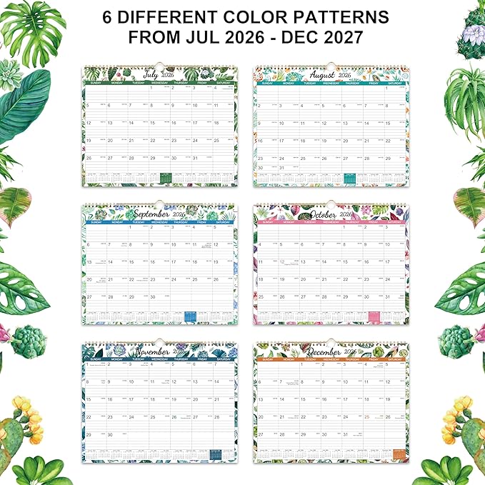 2026-2027 Wall Calendar - 2026-2027 Calendar from July 2026 - Deccember 2027, 14.8 "x11.4", Large Ruled Blocks Perfect for Planning and Organizing for Home or Office